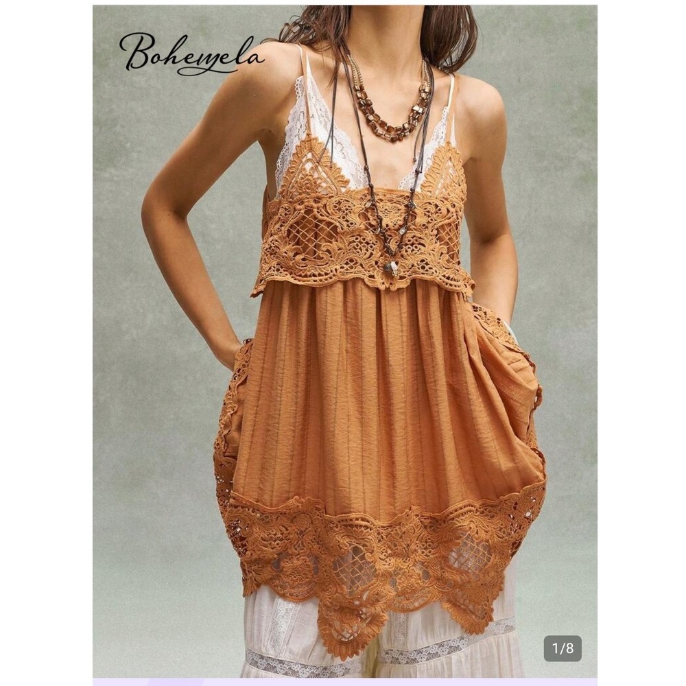 Casual Solid Color Woven boho mini dress / Camisole For Women Med M73